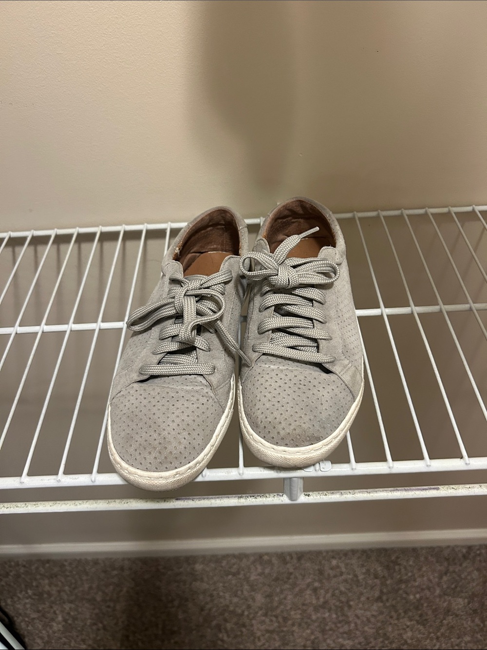Woman’s Casual Suede Lace-Up Sneakers - Light Gray